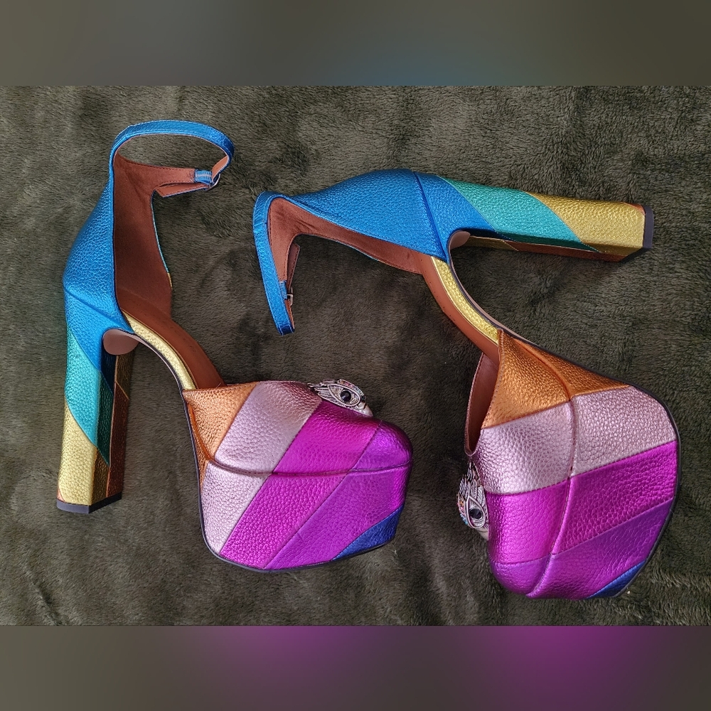 Kurt Geiger London Kensington Platform Rainbow Retro Heels 39 EU /8.5 US. New